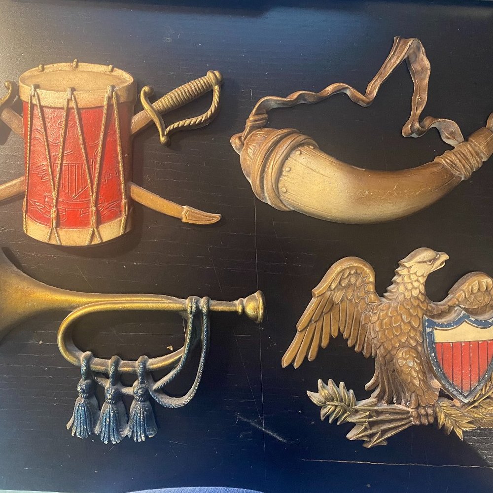 Vintage Sexton USA Cast Metal American Wall Hanging Plaques Set of 4 Patriotic